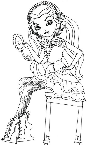 kolorowanka Raven Queen postać z bajki i lalka Ever After High malowanka do wydruku dla dziewczynek, do pokolorowania kredkami, obrazek nr 33
